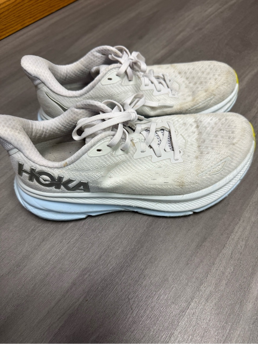 Hoka White and Light Blue Women's Running Shoes